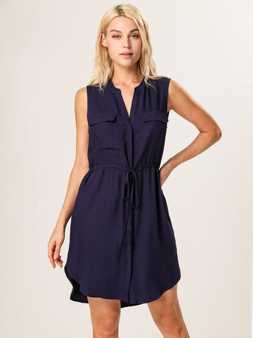 Moss Rose Sleeveless Shirt Dress